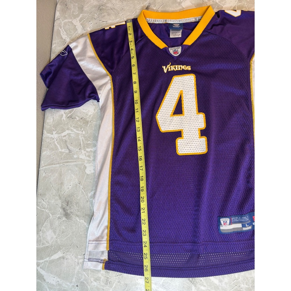 Reebok NFL Minnesota Vikings Favre #4 Purple Jersey Kids Large 14-16 On Field - Picture 9 of 9